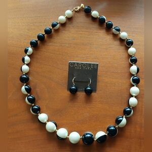 Unique CAROLEE 2-tone blk/wht pearl statement necklace and earring